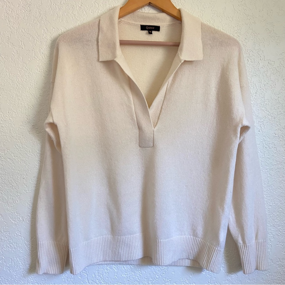 Quince Mongolian Cashmere Polo Sweater - Picture 2 of 16